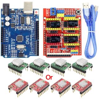 บอร์ดขยาย CNC V3.0+UNO R3 พร้อม usb สําหรับ Arduino และสเต็ปมอเตอร์ไดรเวอร์ A4988 4 ชิ้น สําหรับ Arduino