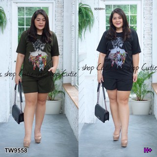 G9558 Set #Bigsize เสื้อแขนสั้น + กางเกงขาสั้น