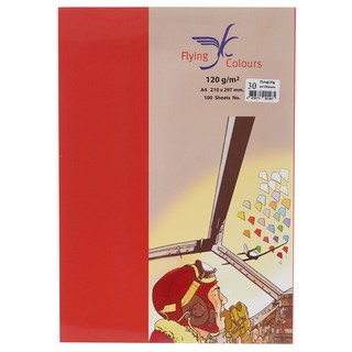 กระดาษการ์ดสี A4 120 แกรม สีแดง (100 แผ่น) ฟลายอิ้ง A4 color card paper, 120 grams red (100 sheets) flying