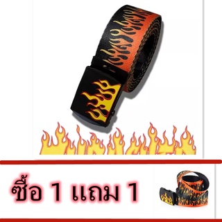 เข็มขัดลายไฟ เข็มขัดผ้าใบพิมพ์ลายเปลวไฟ,เข็มขัดถักไนล่อนเข้า…