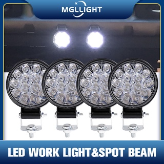 MGLLIGHT 1PCS 42W LED ออฟโรดทำงานไฟสปอต 12v 24v กันน้ำไฟหน้ารถ ไฟหน้ารถจักรยานยนต์ไฟสปอตไลต์ ไฟตัดหมอก Off Road Light  ไฟมอเตอร์ไซต