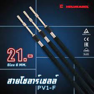 สายไฟ PV1F DC สำหรับ โซลาร์เซลล์ PV1-F 1 x 4 mm2 6.0 mm2 สีดำ เบอร์ 6 Amp Rating 70A (เลือกสีได้)