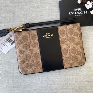 กระเป๋าคล้องมือซิปเดียว Coach Small Wristlet In Colorblock Signature Canvas งานช็อป