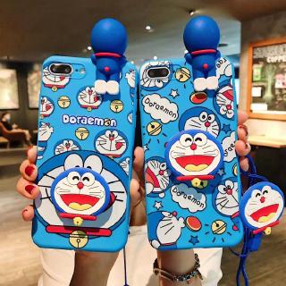 Samsung A10 A10s A20 A20s A30 A30s A50 A50s A70 A51 A71 A6 A6+ A7 2018 A9 2018 A8 A8+ Plus 3D Cute Cartoon Doraemon Case Cover with Lanyard &amp; Stand Holder