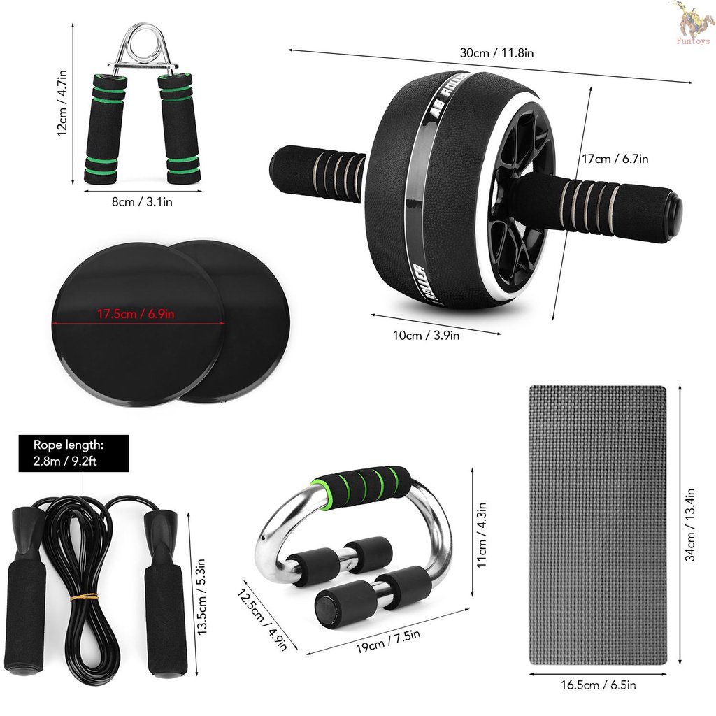（new）FUTO Abdominal Roller Wheel Knee Pad Push up Bars Disc Core Slider ...