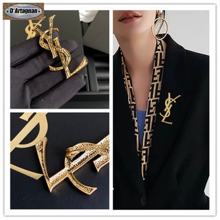 {บูติก พร้อมส่ง} C196 YSL เข็มกลัดโลหะ ทองเหลือง ชุบทอง ขนาด 3X6.5 ซม. หรูหรา คุณภาพสูง แฟชั่นเรโทร สไตล์เกาหลี สําหรับผู้หญิง 2022