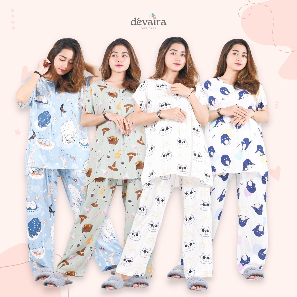 Ruina เซตชุดนอน กางเกงขายาว สําหรับสตรีให้นมบุตร