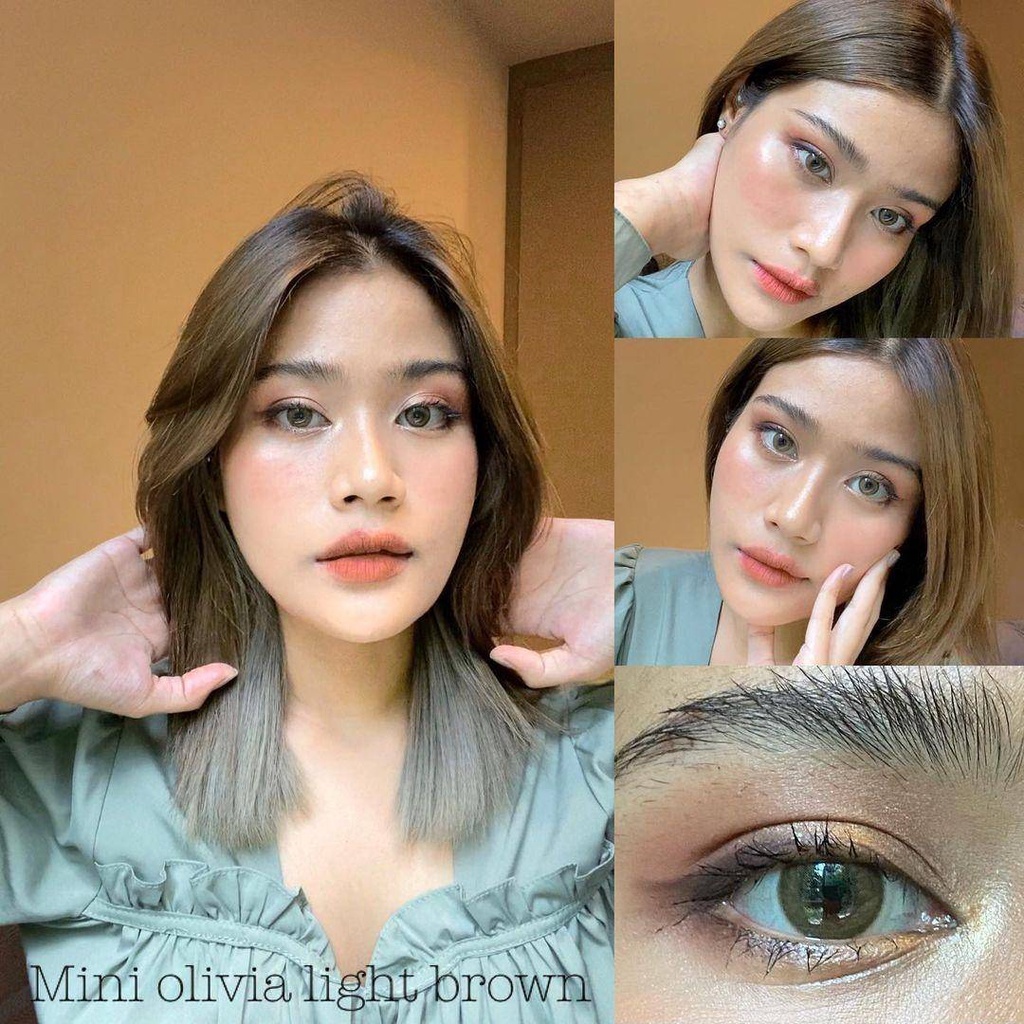คอนแทคเลนส์ mini olivia light brown ขนาดพอดีตา ยี่ห้อ คิตตี้คาวาอิ kittykawaii