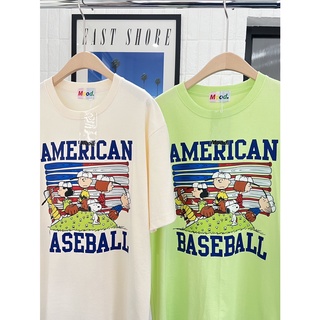 แขนสั้นcrew neckเสื้อ Oversize "American Baseball"S-XXXXL