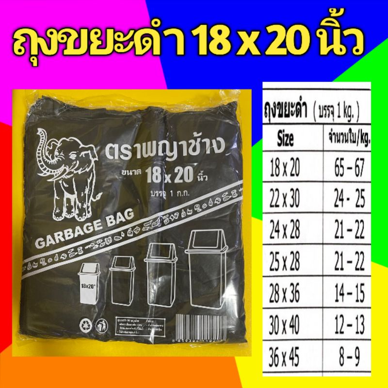 ถุงขยะดำขนาด 18x20 นิ้ว.