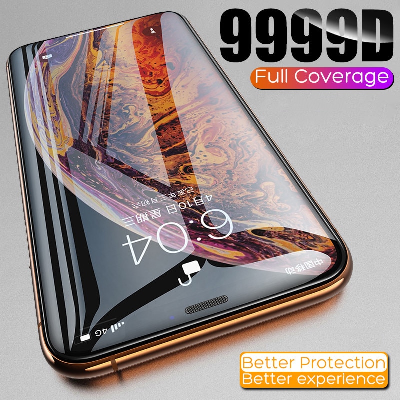 ฟิล์มกระจกนิรภัยกันรอยหน้าจอ 9999 D สําหรับ Iphone 11 12 Pro Xs Max X ...