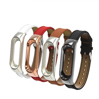 Leather Metal Mi Band 3 Band For Xiaomi Mi Band 3 Strap Miband 3 Leather Strap