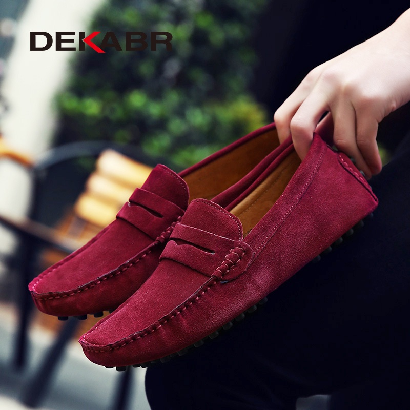 Dekabr รองเท้าโลฟเฟอร์ลําลอง หนังวัวแท้ ส้นเตี้ย สลิปออน แฟชั่นสําหรับผู้ชาย ไซซ์ 49