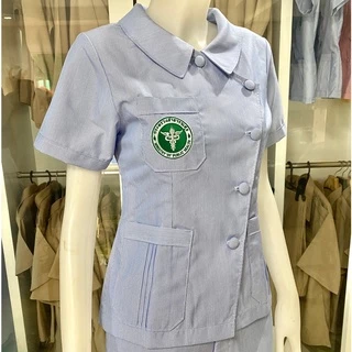 เสื้อฟ้าสาธารณสุข คอแหลมป้าย