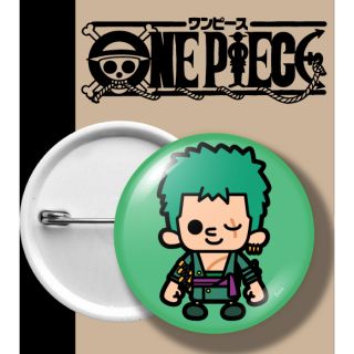 ONEPIECE BADGE เข็มกลัด วันพีช โซโล พื้นเขียว ZORO GREEN