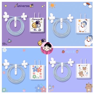 🔥 สินค้ามาใหม่แนะนำ🔥ชุดแต่งสายชาร์จลายการ์ตูน เคสหัวชาร์จ 18w/20w ชุดถนอมสายชาร์จการ์ตูนน่ารักๆ