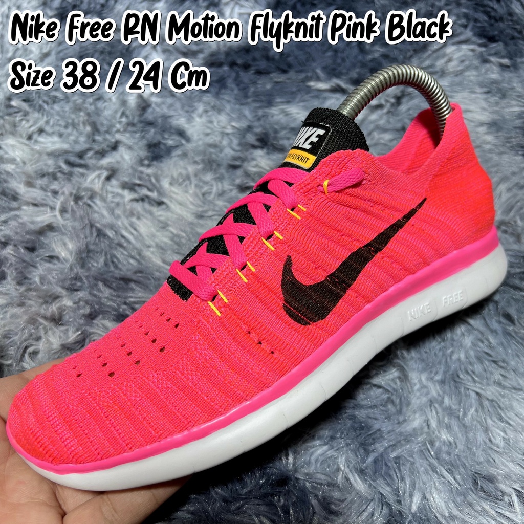 Nike Free RN Motion Flynit Pink Black Size 38 / 24 Cm รองเท้าผ้าใบมือสอง คุณภาพดี ราคาสบายกระเป๋า