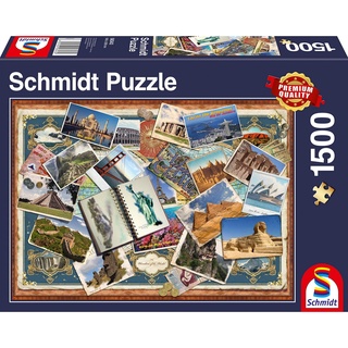 จิ๊กซอว์ Schmidt - Grtttings from Around the World  1500 piece  (ของแท้  มีสินค้าพร้อมส่ง)