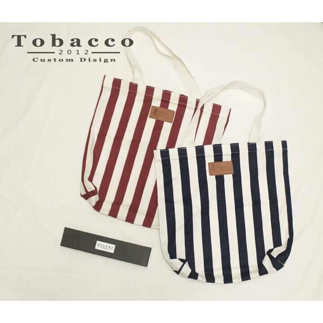 กระเป๋าผ้าลายขวาง Tobacco