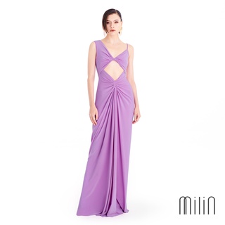 [MILIN] Opuntia Dress V neck sleeveless ruched long dress เดรสยาวพิมพ์ลายคอวี แต่งรูด