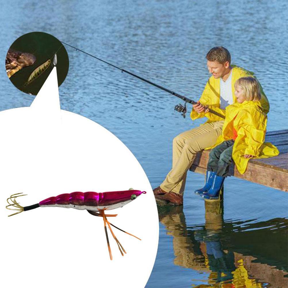 Wooden Shrimp Electroplating Bamboo Shrimp Noctilucent Luya Shrimp Gold Hook All Hook Five-claw A1B0 #8