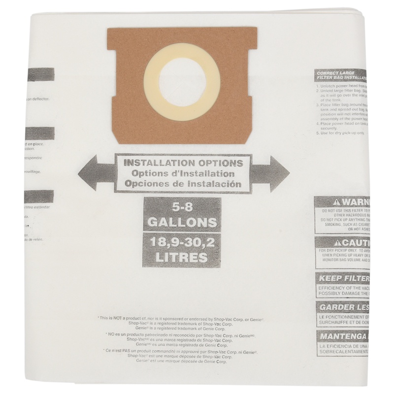 6 Pcs Dry Vac Dust Bag Vacuum Cleaners for Shop Vac 5-8 Gallon Ridgid