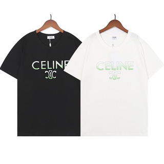 Celin เสื้อยืดแขนสั้น ผ้าฝ้าย ลายนูน ไล่โทนสี สามมิติ แฟชั่นสําหรับผู้ชาย และผู้หญิง