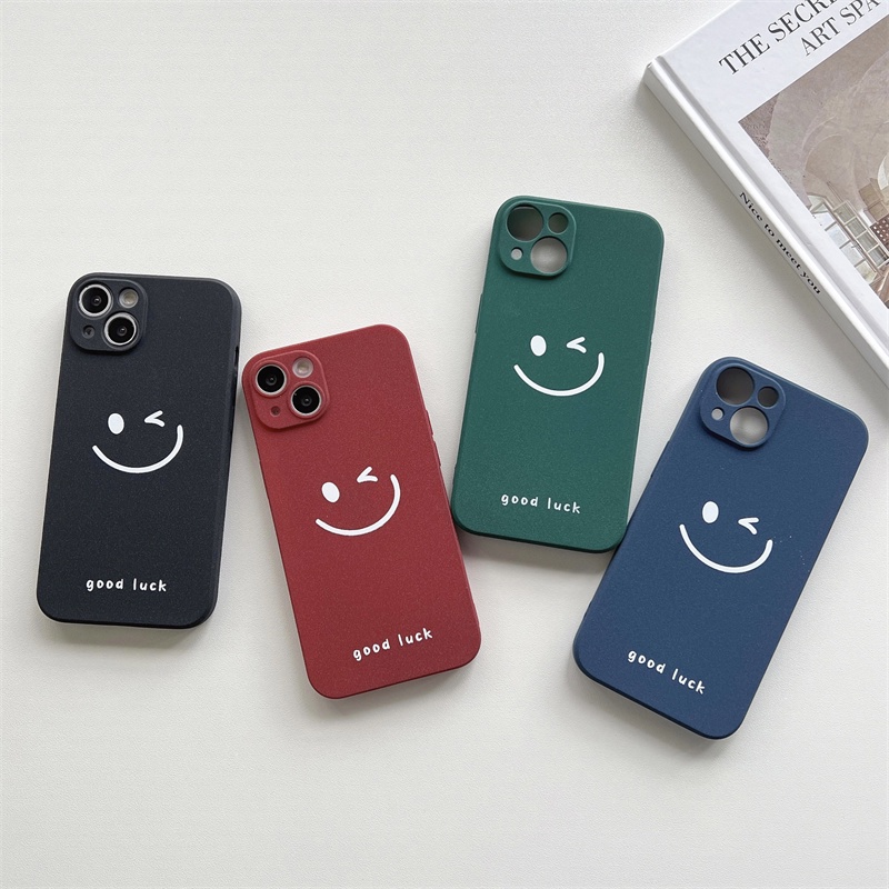 เคสโทรศัพท์มือถือ วีโว่ VIVO Y77 Y55 Y30 Y76 Y75 V23 V23E X80 Pro Y01 Y15A Y15S 5G 4G Smartphone Casing Happy Simple Phone Cell Case Matte Silicone TPU Softcase Solid Color Couple Loves Back Cover VIVOY77 #8