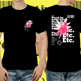แขนสั้นcrew neckเสื้อเชิ้ต ลายกวีนิวยอร์ก มีสีดํา สีขาว พรีเมี่ยมS-XXXXL