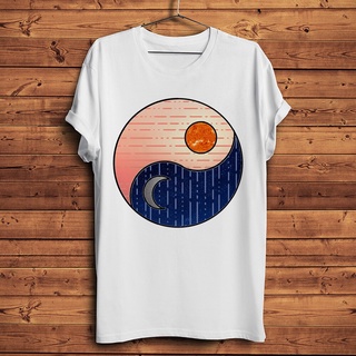 ขายดี!chi yin yang sun and moon เสื้อยืดแขนสั้นลําลอง สีขาว แฟชั่นฤดูร้อน สําหรับผู้ชาย และผู้หญิงS-5XL