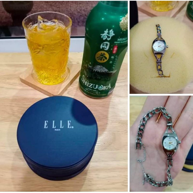 ELLE นาฬิกาข้อมือผู้หญิง พร้อมกระเป๋าหนังซิป ของใหม่