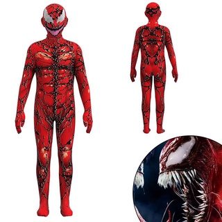 ชุดจั๊มสูท ชุดคอสเพลย์ Carnage Venom สีแดง สําหรับเด็ก