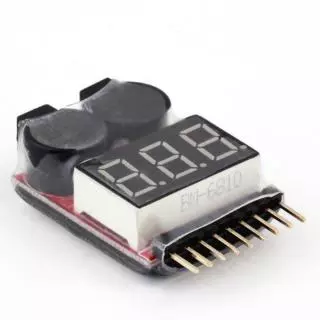 เครื่องทดสอบแรงดันไฟฟ้าต่ำแบตเตอรี่ lipo พร้อมสัญญาณเตือน 1-8S LED 1 ชิ้น 1-8S LED Low Voltage Buzzer Alarm Lipo Voltage Indicator Checker Tester