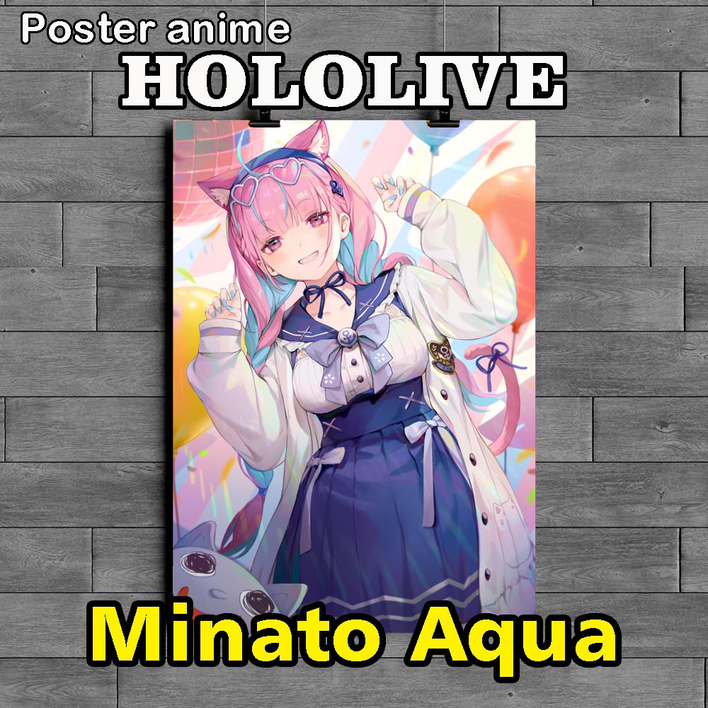 พิเศษสีเต็ม HOLOLIVE Minato Aqua Anime Poster คุณภาพ hd พิเศษจํานวนจํากัด