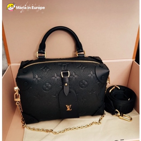 Maria LV /Louis Vuitton M45393 PETITE MALLE SOUPLE Black embossed box bag tote bag crossbody