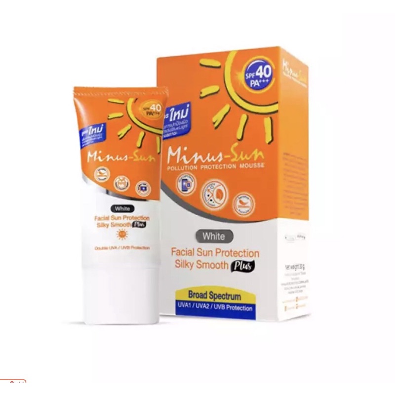 Minus Sun Protection Facial Sun Protection Silky Smooth Plus 30 กรัม White