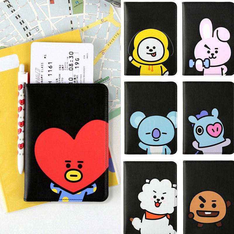 กระเป๋าใส่หนังสือเดินทาง บัตรประจําตัว หนัง PU ลาย KPOP BTS BT21