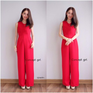 TwinsShopVip💗พร้อมส่ง TW12141 Jumpsuit จั้มสูทแขนกุดขายาวผูกเอว