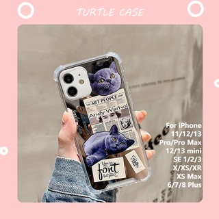 เคสโทรศัพท์มือถือนิ่ม ลายหนังสือพิมพ์ แมว พร้อมกระจก สําหรับ iPhone 14 13 12 11 PROMAX XS XR XSMAX SE2020 6 7 8PLUS MINI