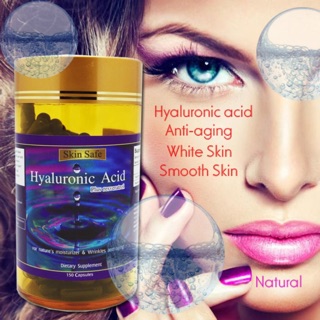 🔥🔥Skin safe Hyaluronic acid Plus resveratrol 150 Capsule ผิวนุ่ม ชุ่มชื้น อิ่มน้ำ Exp. 03/2025