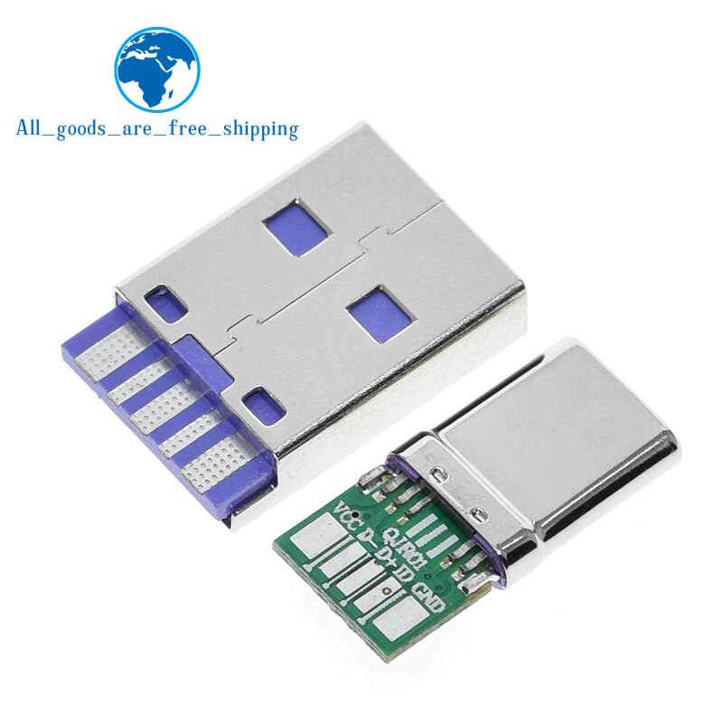 1 ชุด PD Fast Charge Type-C USB 65W 5A ชายเชื่อมต่อเชื่อม 5Pin PCB + ประเภท A ชาย 5Pin USB DIY OTG ข้อมูลชาร์จ DIY ชุด Reland