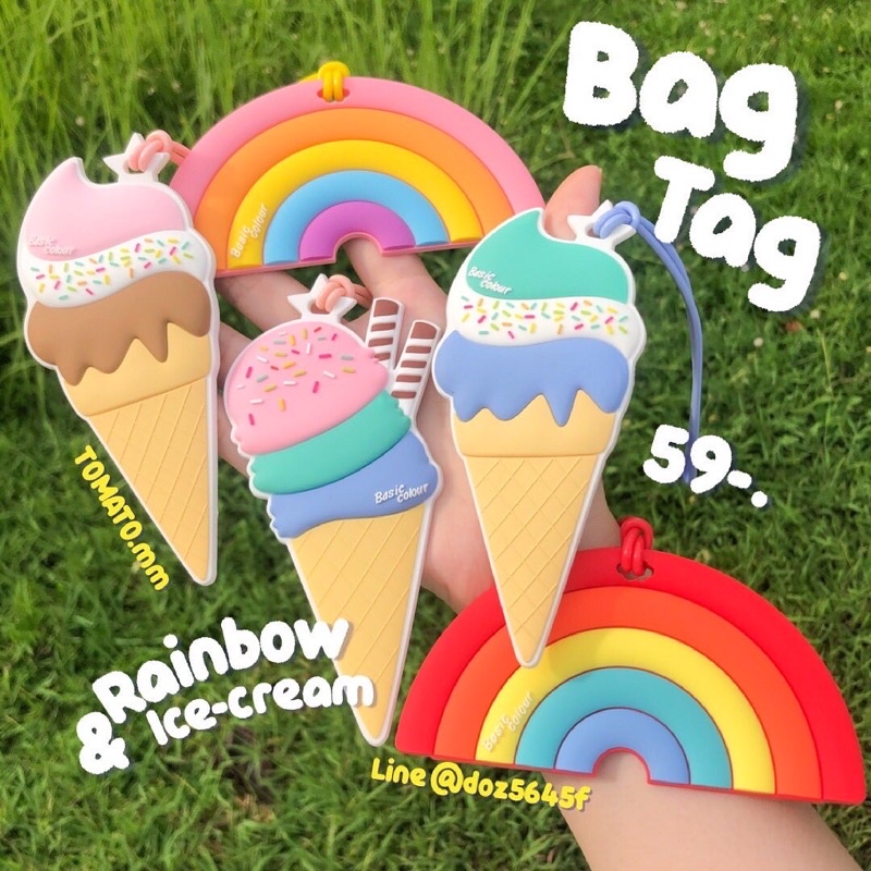 Bag tag ไอศครีม สายรุ้ง ปลาหมึก เพนกวิน ห้อยตกแต่งกระเป๋า พวงกุญแจ soft pvc