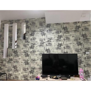 วอลเปเปอร์ สามมิติ 3D wallpaper ติดผนัง วอลล์เปเปอร์ลายอิฐ หนา 5-6 มม. 70*77cm กันกระแทก มีกาวในตัว 1 แผ่น หลายสี