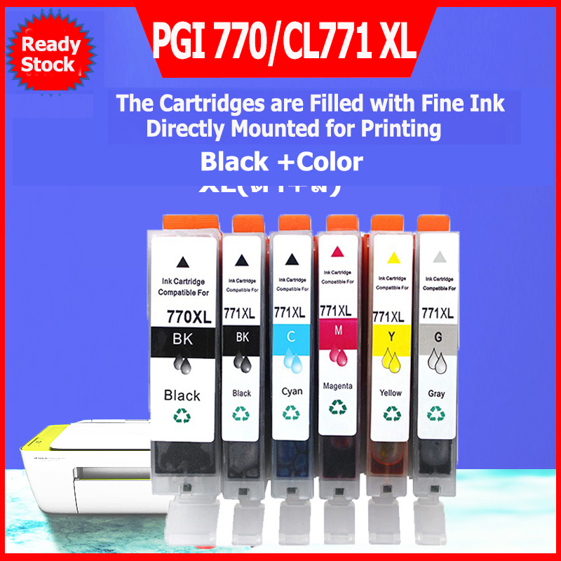 PGI 770XL CLI 771XL หมึก PGI770 CLI771 สีดำ PGI 770 CLI 771 ตลับหมึก PGI770XL CLI771XL ตลับหมึกสำหรั