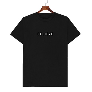 เสื้อยืดผ้าฝ้ายพิมพ์ลายเสื้อยืดลาย Believe เก็บปลายทาง ตรงปก 100% เสื้อยืดผู้ชาย เสื้อยืดผู้หญิง เสื้อยืด 2022