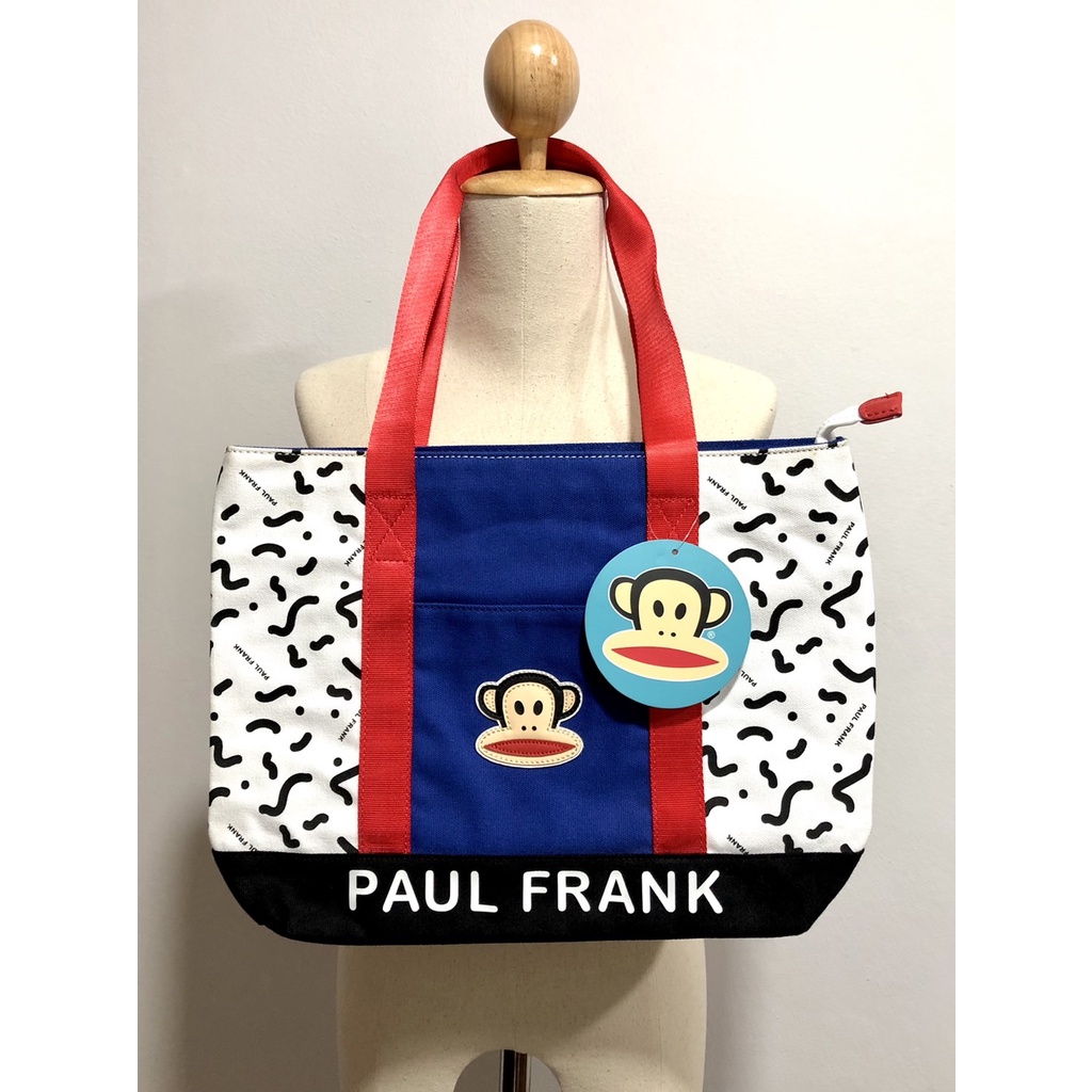 ใหม่มือ1กระเป๋าผ้าสะพาย Paul Frank สีขาว/น้ำเงิน Size EA แท้100%