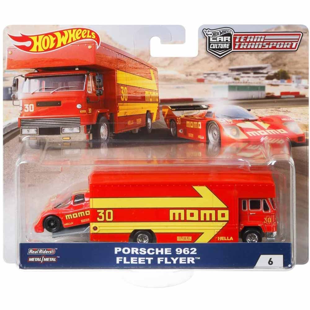 Hot Wheels Premium Team Transport PORSCHE 962 Fleet Flyer 1/64 ล้อยางรุ่นรถ