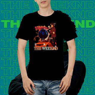 แขนสั้นcrew neckเสื้อยืด พิมพ์ลาย Starboy THE WEEKND สีดํา สีขาว คุณภาพพรีเมี่ยม DISTRO S-XXXXL