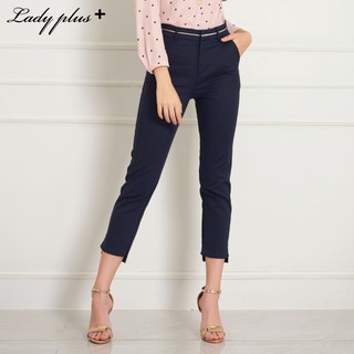 Lady Plus กางเกงขายาว 7 ส่วน | Cropped Pants 6079PM กางเกงทำงาน กางเกงทรงสลิม สีกรมท่า