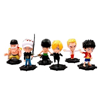 SS Toys โมเดล วันพีช วันพีช SD ฐานดำ รวมตัวเอก วันพีช 6ตัว ไม่มีกล่อง สูง8ซม.(งานจีน)